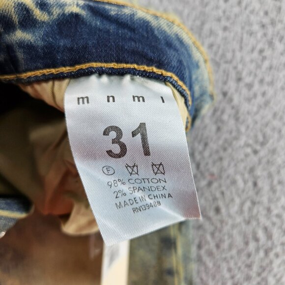 mnml Jeans Mens 31 Blue Skinny Fit Distressed X146 Stretch Denim - Picture 6 of 16